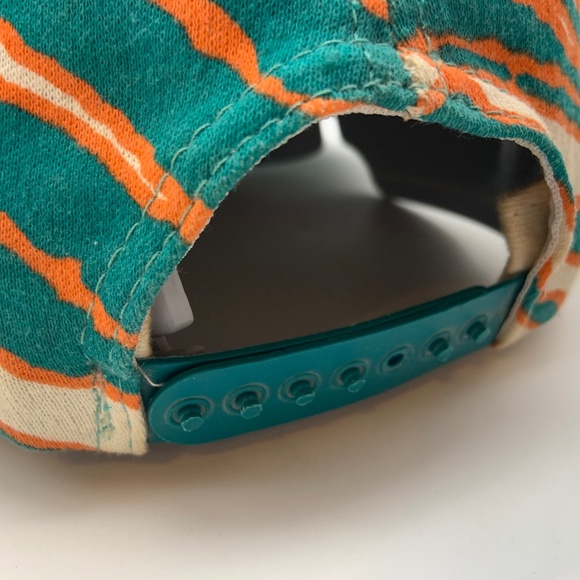 VTG 90s Zubaz Miami Dolphins Retro Logo Zebra Pattern Snapback Hat Autographed - Picture 7 of 16